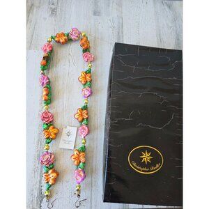 Vintage radko lei land Garland AS IS flower carnation glass‎ ornament Xmas tree